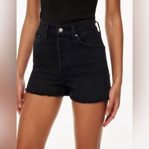 Aritzia High Rose Denim Shorts, Black